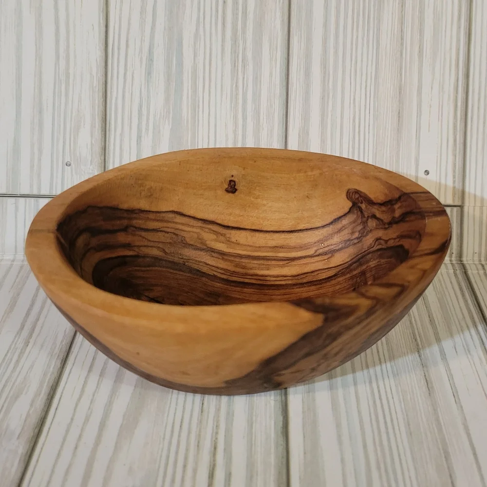 Crate & Barrel Olive Wood Small Snack/Nuts Bowl